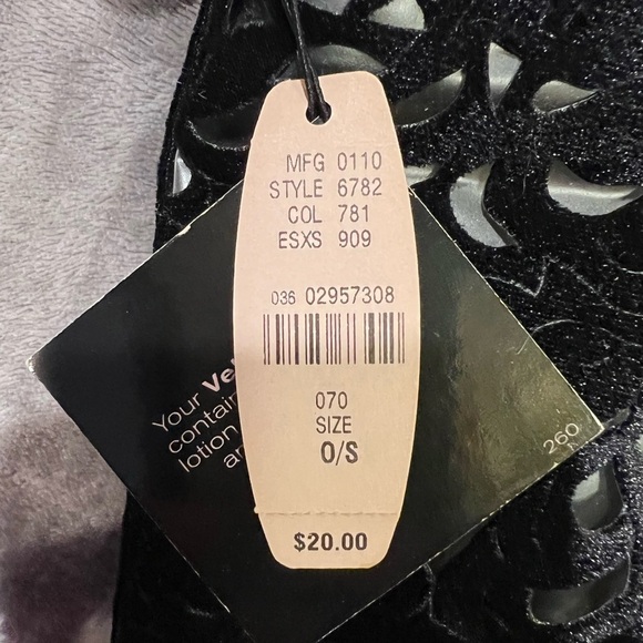 Victoria's Secret Pearl Heart Black Velvet Cutout Pattern NWT - Picture 5 of 6